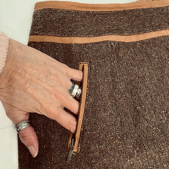BOB TIMBERLAKE-Wool blend skirt Brown Speckled boho zip pockets Lagenlook Sz 12 - Picture 4 of 16